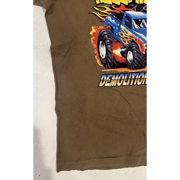 Vintage Hellfire Demolition Team Monster Truck Shirt Mens Small Brown Comfort - Picture 3 of 11
